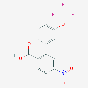 molecular formula C14H8F3NO5 B6409806 4-Nitro-2-(3-trifluoromethoxyphenyl)benzoic acid, 95% CAS No. 1261663-87-9