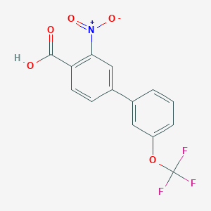 molecular formula C14H8F3NO5 B6409810 2-Nitro-4-(3-trifluoromethoxyphenyl)benzoic acid, 95% CAS No. 1261832-71-6