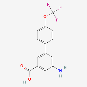 molecular formula C14H10F3NO3 B6409847 3-Amino-5-(4-trifluoromethoxyphenyl)benzoic acid, 95% CAS No. 1261913-69-2