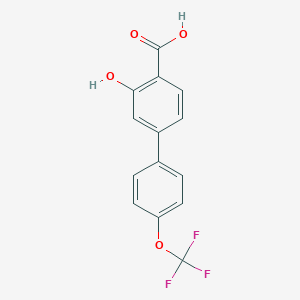 molecular formula C14H9F3O4 B6409858 2-Hydroxy-4-(4-trifluoromethoxyphenyl)benzoic acid, 95% CAS No. 1261657-16-2