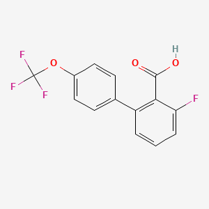 molecular formula C14H8F4O3 B6409869 6-Fluoro-2-(4-trifluoromethoxyphenyl)benzoic acid, 95% CAS No. 1261798-08-6