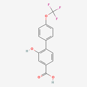 molecular formula C14H9F3O4 B6409875 3-Hydroxy-4-(4-trifluoromethoxyphenyl)benzoic acid, 95% CAS No. 1261934-81-9