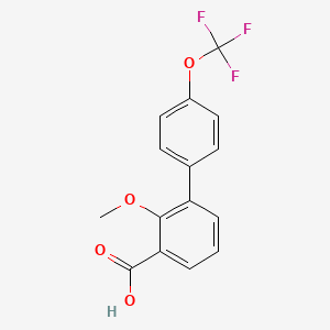 molecular formula C15H11F3O4 B6409889 2-Methoxy-3-(4-trifluoromethoxyphenyl)benzoic acid, 95% CAS No. 1261556-07-3