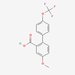 molecular formula C15H11F3O4 B6409894 5-Methoxy-2-(4-trifluoromethoxyphenyl)benzoic acid, 95% CAS No. 1261556-12-0