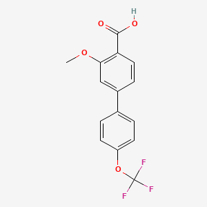molecular formula C15H11F3O4 B6409897 2-Methoxy-4-(4-trifluoromethoxyphenyl)benzoic acid, 95% CAS No. 1261462-89-8