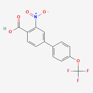 molecular formula C14H8F3NO5 B6409909 2-Nitro-4-(4-trifluoromethoxyphenyl)benzoic acid, 95% CAS No. 1261578-47-5