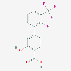 molecular formula C14H8F4O3 B6409941 4-(2-Fluoro-3-trifluoromethylphenyl)-2-hydroxybenzoic acid, 95% CAS No. 1261988-42-4