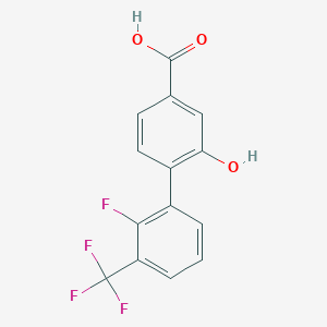 molecular formula C14H8F4O3 B6409948 4-(2-Fluoro-3-trifluoromethylphenyl)-3-hydroxybenzoic acid, 95% CAS No. 1261915-76-7