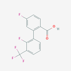 molecular formula C14H7F5O2 B6409966 4-Fluoro-2-(2-fluoro-3-trifluoromethylphenyl)benzoic acid, 95% CAS No. 1261968-15-3