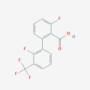 molecular formula C14H7F5O2 B6409975 6-Fluoro-2-(2-fluoro-3-trifluoromethylphenyl)benzoic acid, 95% CAS No. 1261898-82-1