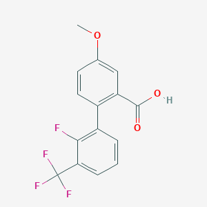 molecular formula C15H10F4O3 B6409990 2-(2-Fluoro-3-trifluoromethylphenyl)-5-methoxybenzoic acid, 95% CAS No. 1261938-54-8