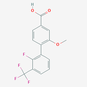 molecular formula C15H10F4O3 B6410007 4-(2-Fluoro-3-trifluoromethylphenyl)-3-methoxybenzoic acid, 95% CAS No. 1261988-61-7