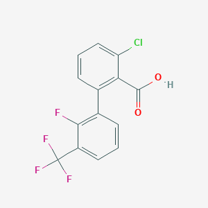 molecular formula C14H7ClF4O2 B6410036 6-Chloro-2-(2-fluoro-3-trifluoromethylphenyl)benzoic acid, 95% CAS No. 1261914-02-6