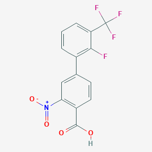 molecular formula C14H7F4NO4 B6410042 4-(2-Fluoro-3-trifluoromethylphenyl)-2-nitrobenzoic acid, 95% CAS No. 1262010-64-9