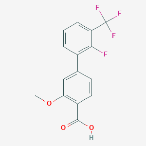 molecular formula C15H10F4O3 B6410054 4-(2-Fluoro-3-trifluoromethylphenyl)-2-methoxybenzoic acid, 95% CAS No. 1261955-32-1