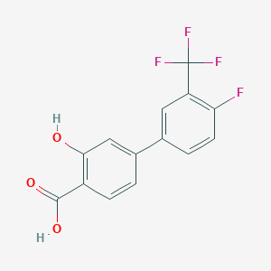molecular formula C14H8F4O3 B6410063 4-(4-Fluoro-3-trifluoromethylphenyl)-2-hydroxybenzoic acid, 95% CAS No. 1261984-51-3