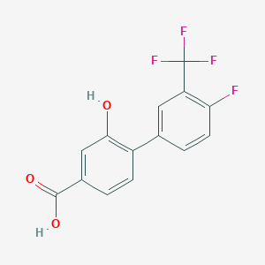 molecular formula C14H8F4O3 B6410067 4-(4-Fluoro-3-trifluoromethylphenyl)-3-hydroxybenzoic acid, 95% CAS No. 1261965-87-0
