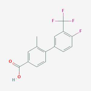molecular formula C15H10F4O2 B6410094 4-(4-Fluoro-3-trifluoromethylphenyl)-3-methylbenzoic acid, 95% CAS No. 1261938-88-8