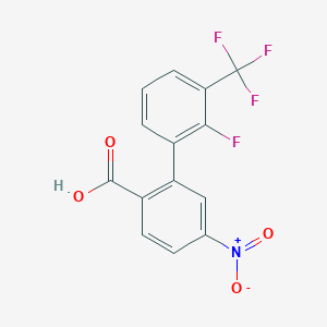 molecular formula C14H7F4NO4 B6410100 2-(2-Fluoro-3-trifluoromethylphenyl)-4-nitrobenzoic acid, 95% CAS No. 1261938-68-4