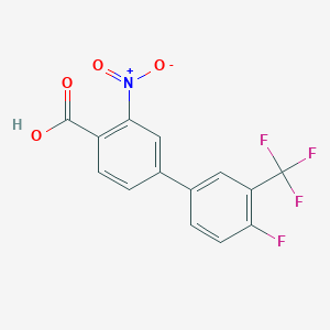 molecular formula C14H7F4NO4 B6410171 4-(4-Fluoro-3-trifluoromethylphenyl)-2-nitrobenzoic acid, 95% CAS No. 1261893-71-3