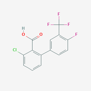 molecular formula C14H7ClF4O2 B6410193 6-Chloro-2-(4-fluoro-3-trifluoromethylphenyl)benzoic acid, 95% CAS No. 1261994-42-6
