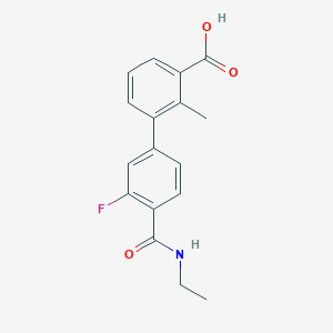 molecular formula C17H16FNO3 B6410321 3-[4-(Ethylcarbamoyl)-3-fluorophenyl]-2-methylbenzoic acid, 95% CAS No. 1262005-50-4