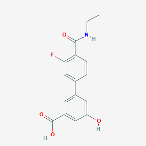 molecular formula C16H14FNO4 B6410352 3-[4-(Ethylcarbamoyl)-3-fluorophenyl]-5-hydroxybenzoic acid, 95% CAS No. 1261899-06-2