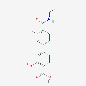 molecular formula C16H14FNO4 B6410367 4-[4-(Ethylcarbamoyl)-3-fluorophenyl]-2-hydroxybenzoic acid, 95% CAS No. 1261989-04-1
