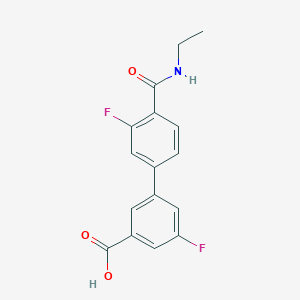 molecular formula C16H13F2NO3 B6410370 3-[4-(Ethylcarbamoyl)-3-fluorophenyl]-5-fluorobenzoic acid, 95% CAS No. 1261917-05-8