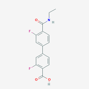 molecular formula C16H13F2NO3 B6410378 4-[4-(Ethylcarbamoyl)-3-fluorophenyl]-2-fluorobenzoic acid, 95% CAS No. 1261909-65-2