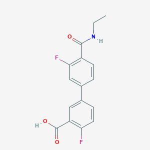 molecular formula C16H13F2NO3 B6410387 5-[4-(Ethylcarbamoyl)-3-fluorophenyl]-2-fluorobenzoic acid, 95% CAS No. 1262005-82-2
