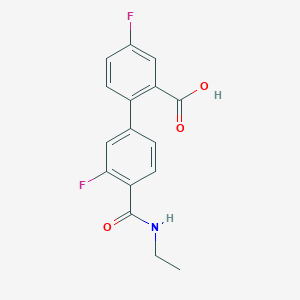 molecular formula C16H13F2NO3 B6410393 2-[4-(Ethylcarbamoyl)-3-fluorophenyl]-5-fluorobenzoic acid, 95% CAS No. 1261917-02-5