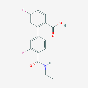 molecular formula C16H13F2NO3 B6410400 2-[4-(Ethylcarbamoyl)-3-fluorophenyl]-4-fluorobenzoic acid, 95% CAS No. 1262005-78-6
