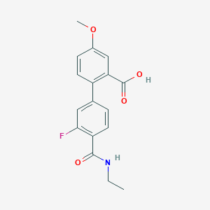 molecular formula C17H16FNO4 B6410413 2-[4-(Ethylcarbamoyl)-3-fluorophenyl]-5-methoxybenzoic acid, 95% CAS No. 1261939-38-1