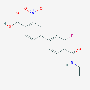 molecular formula C16H13FN2O5 B6410417 4-[4-(Ethylcarbamoyl)-3-fluorophenyl]-2-nitrobenzoic acid, 95% CAS No. 1261893-84-8