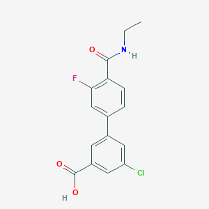 molecular formula C16H13ClFNO3 B6410430 5-Chloro-3-[4-(ethylcarbamoyl)-3-fluorophenyl]benzoic acid, 95% CAS No. 1261914-94-6