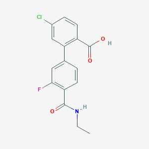 molecular formula C16H13ClFNO3 B6410442 4-Chloro-2-[4-(ethylcarbamoyl)-3-fluorophenyl]benzoic acid, 95% CAS No. 1261917-08-1