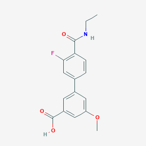 molecular formula C17H16FNO4 B6410447 3-[4-(Ethylcarbamoyl)-3-fluorophenyl]-5-methoxybenzoic acid, 95% CAS No. 1261985-13-0