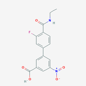 molecular formula C16H13FN2O5 B6410451 3-[4-(Ethylcarbamoyl)-3-fluorophenyl]-5-nitrobenzoic acid, 95% CAS No. 1261978-01-1