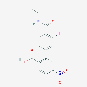 molecular formula C16H13FN2O5 B6410459 2-[4-(Ethylcarbamoyl)-3-fluorophenyl]-4-nitrobenzoic acid, 95% CAS No. 1261978-05-5
