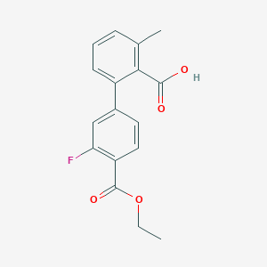 molecular formula C17H15FO4 B6410460 2-[4-(Ethoxycarbonyl)-3-fluorophenyl]-6-methylbenzoic acid, 95% CAS No. 1261914-75-3