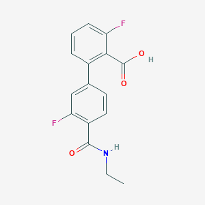 2-[4-(Ethylcarbamoyl)-3-fluorophenyl]-6-fluorobenzoic acid, 95%