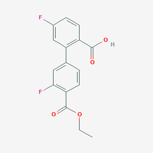 molecular formula C16H12F2O4 B6410480 2-[4-(Ethoxycarbonyl)-3-fluorophenyl]-4-fluorobenzoic acid, 95% CAS No. 1261939-49-4
