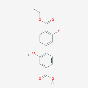 molecular formula C16H13FO5 B6410494 4-[4-(Ethoxycarbonyl)-3-fluorophenyl]-3-hydroxybenzoic acid, 95% CAS No. 1261935-19-6