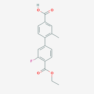 molecular formula C17H15FO4 B6410501 4-[4-(Ethoxycarbonyl)-3-fluorophenyl]-3-methylbenzoic acid, 95% CAS No. 1261935-14-1