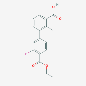 molecular formula C17H15FO4 B6410509 3-[4-(Ethoxycarbonyl)-3-fluorophenyl]-2-methylbenzoic acid, 95% CAS No. 1261989-11-0