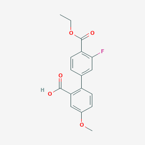 molecular formula C17H15FO5 B6410520 2-[4-(Ethoxycarbonyl)-3-fluorophenyl]-5-methoxybenzoic acid, 95% CAS No. 1261989-40-5