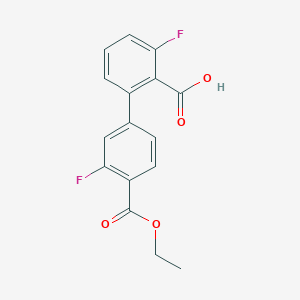 molecular formula C16H12F2O4 B6410544 2-[4-(Ethoxycarbonyl)-3-fluorophenyl]-6-fluorobenzoic acid, 95% CAS No. 1261955-65-0