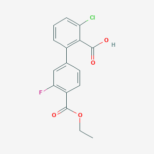 molecular formula C16H12ClFO4 B6410566 6-Chloro-2-[4-(ethoxycarbonyl)-3-fluorophenyl]benzoic acid, 95% CAS No. 1261917-17-2