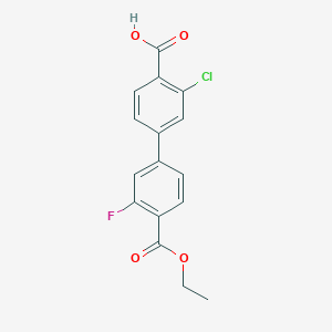 molecular formula C16H12ClFO4 B6410570 2-Chloro-4-[4-(ethoxycarbonyl)-3-fluorophenyl]benzoic acid, 95% CAS No. 1261994-87-9